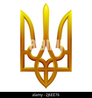 Isolated Trident on a white background. Symbol of Ukraine. Stock Vector