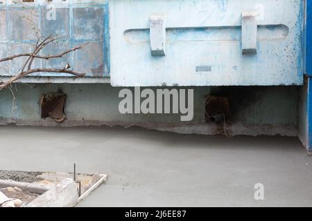 Blind area around the house. Wood formwork Stock Photo