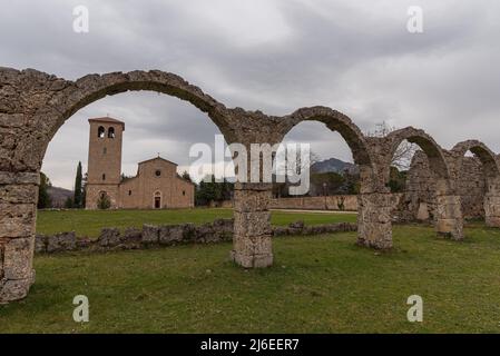 Rocchetta a Volturno, Isernia, Molise. Benedictine Abbey of S. Vincenzo al Volturno. Historic Benedictine abbey located in the territory of the Provin Stock Photo