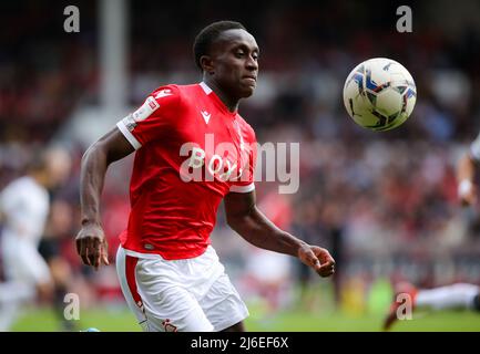 Nottingham Forest's Richie Laryea during the Sky Bet Championship match at the City Ground, Nottingham. Picture date: Saturday April 30, 2022. Stock Photo