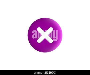Close, delete button. 3d icon. Vector illustration. Stock Vector