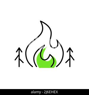 Forest fire icon. Pixel perfect, editable stroke, line art Stock Vector