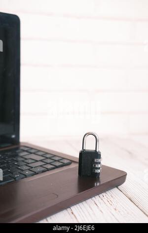 internet safety concept with padlocked on computer keyboard Stock Photo