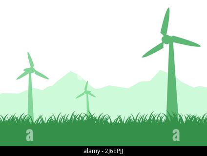 silhouette design of windmills,vector illustration Stock Vector