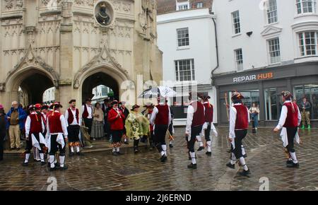 The Victory Morris Dancers at Chichester Cross for May Day Dancing - 2022 Stock Photo