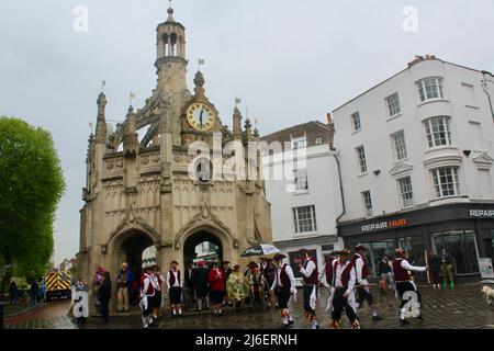 The Victory Morris Dancers at Chichester Cross for May Day Dancing - 2022 Stock Photo