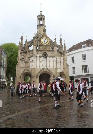 The Victory Morris Dancers at Chichester Cross for May Day Dancing - 2022 Stock Photo