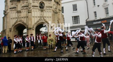 The Victory Morris Dancers at Chichester Cross for May Day Dancing - 2022 Stock Photo