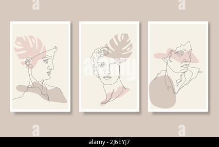 Antique characters set. Line art. Stock Vector