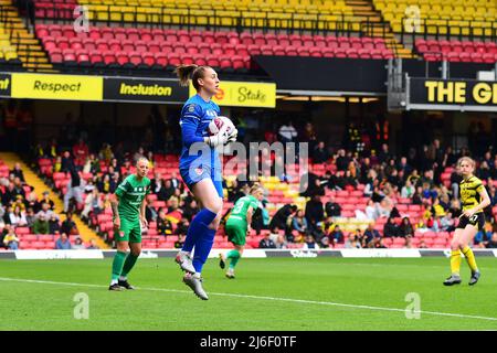 London, UK. 01st May, 2022. Goalkeeper Lucy Thomas (23 Coventry United) during the FA Championship football match between Watford and Coventry at Vicarage Road Stadium in Watford, England. Kevin Hodgson /SPP Credit: SPP Sport Press Photo. /Alamy Live News Stock Photo