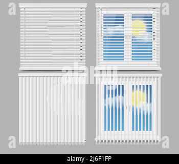 Blind window curtains vector realistic mockup set Stock Vector