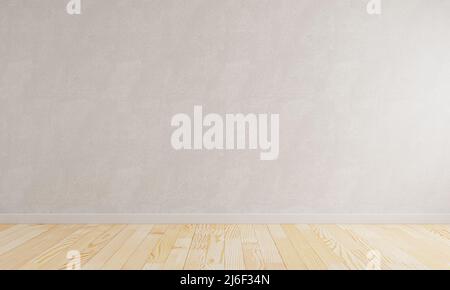 Empty room with wooden floor and raw concrete wall in dark tone vintage style background. Interior architecture and construction material wallpaper co Stock Photo