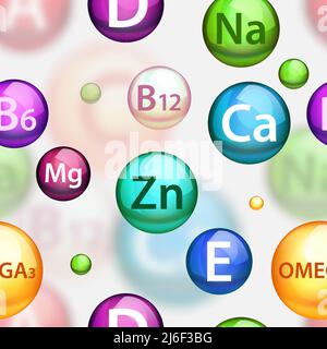 Vitamin complex vector seamless pattern Stock Vector