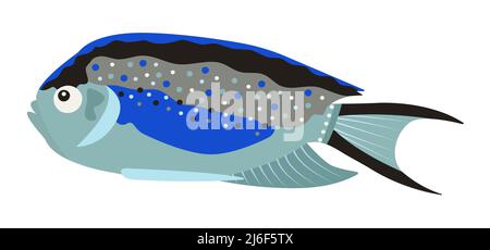 Green and blue angelfish, colorful illustration Stock Vector