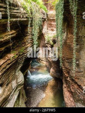 The scenographic Orrido di Ponte Alto, a beautiful canyon near Trento, Trentino Alto Adige, northern Italy. Stock Photo
