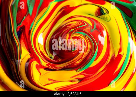 Mixed glossy thick oil paint, abstract bright color background Stock Photo