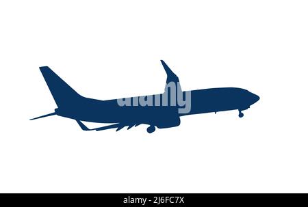 airplane airliner, silhouette on white Stock Vector