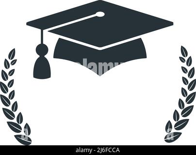 Graduation logo. Laurel wreath university graduate cap. Stock Vector