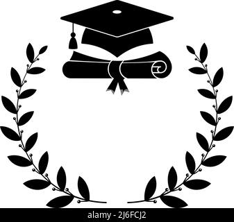 Graduation logo. Laurel wreath university graduate cap. Stock Vector