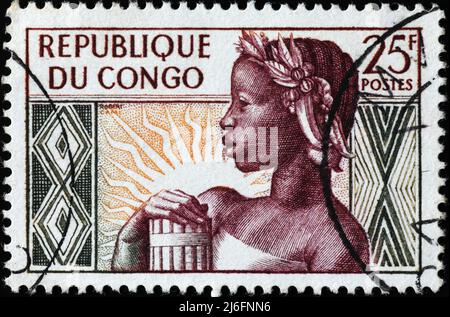 Celebrative stamp from Republic of Congo Stock Photo