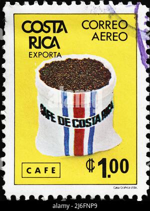 Costa rican coffee promoted on postage stamp Stock Photo