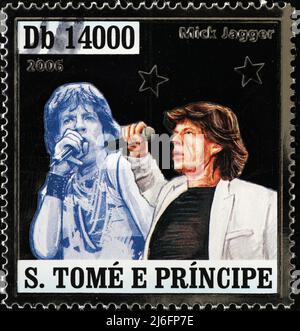 Mick Jagger portraits on postage stamp Stock Photo