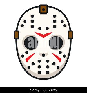 Serial killer hockey mask, Halloween or Friday 13 horror costume. Cartoon vector illustration. Stock Vector