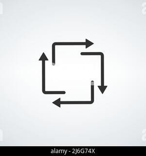 Contours square arrows for refresh, repost, resend, recycling. Stock vector illustration isolated on white background. Stock Vector
