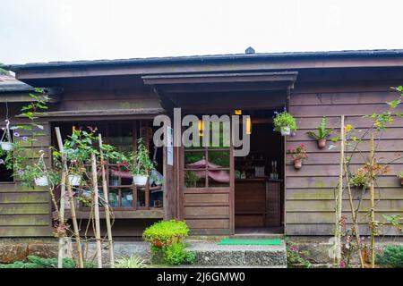 Chiayi, MAR 17, 2012 - Overcast view of a coffee shop in Fenqihu Old Street Stock Photo