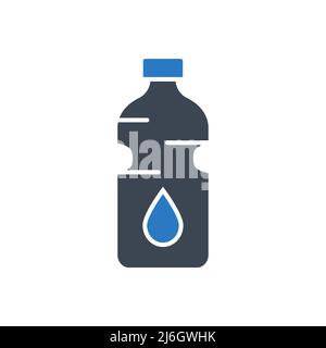 Bottle water related vector glyph icon. Bottle sign with water drop. Isolated on white background. Editable vector illustration Stock Vector