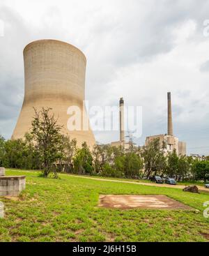 Callide power station near Biloela in queensland, australia, showing the cooling tower and chimney stacks Stock Photo