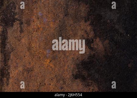 Rusty brown stained background, old grungy iron surface. High quality photo Stock Photo