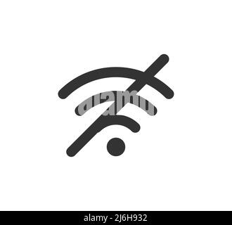 Failure wifi icon. Offline symbol. No Internet connection icon. Simple wifi signal sign. Disconnected wireless internet signal. Problem access. Vector Stock Vector