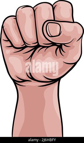 Fist Hand Raised Up Punch Comic Pop Art Cartoon Stock Vector