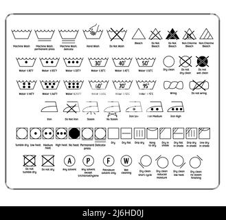 Set of washing symbols. Collection of Laundry icons. Laundry guide with care symbol. Vector illustration EPS8 Stock Vector