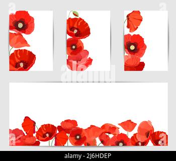 Set of red poppies on white background Stock Vector Image & Art - Alamy