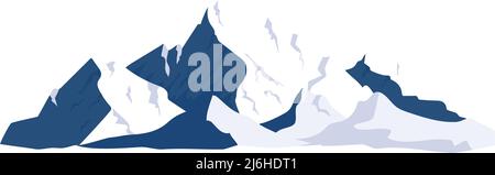 Snowy mountains semi flat color vector object Stock Vector