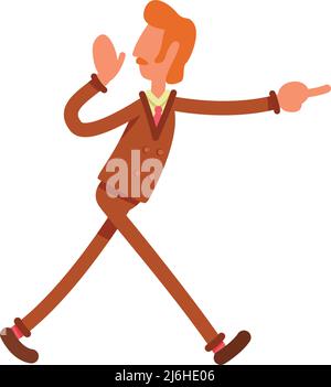 Ginger haired man in retro suit semi flat color vector character Stock Vector
