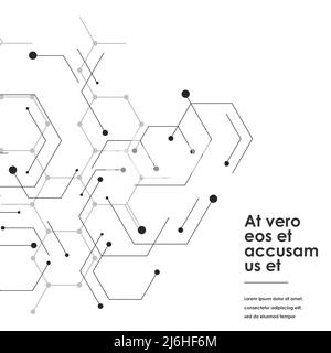 Hexagons connect abstract background. Geometric science and technology motion design. Vector illustration Stock Vector