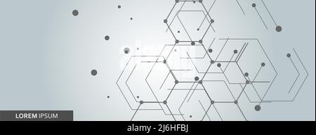 Vector network hexagon and connected cells background Stock Vector