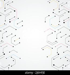 Geometric lines and dots. Modern hexagon background. Connection vector illustration and network cell pattern Stock Vector