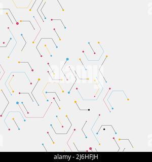 Geometric lines and dots. Modern hexagon background. Connection vector illustration and network cell pattern Stock Vector