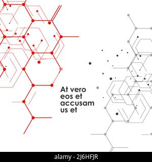 Hexagons connect abstract background. Geometric science and technology motion design. Vector illustration Stock Vector