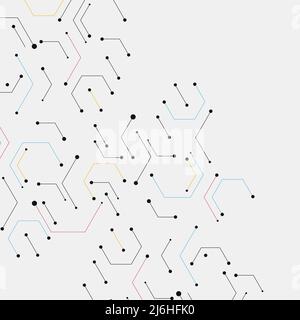 Geometric lines and dots. Modern hexagon background. Connection vector illustration and network cell pattern Stock Vector