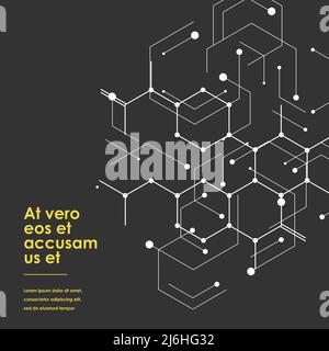 Connection structure on vector science background. Abstract polygonal space grey background with connecting dots and lines Stock Vector