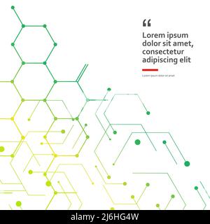 Vector illustration green connect hexagons connect abstract background. Technology dots and broken lines Stock Vector