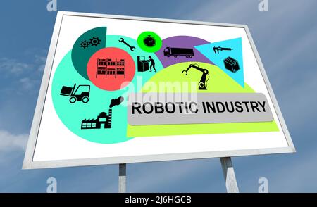 Robotic industry concept drawn on a billboard Stock Photo