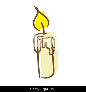 Candle Single hand drawn doodle illustration. Elements for greeting cards, posters, stickers and seasonal design. Isolated on white background Stock Vector