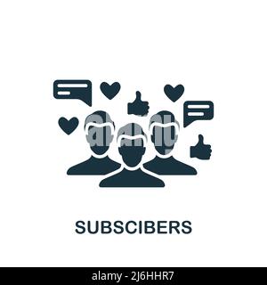 Subscibers icon. Monochrome simple Community icon for templates, web design and infographics Stock Vector