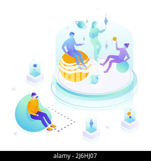 Meta verse experience vector virtual reality map Stock Vector